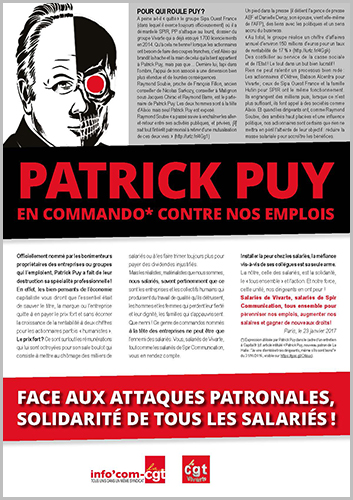 Patrick Puy en commando contre nos emplois Info Com CGT